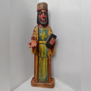 Vintage Santos Figure Religious Folk Art Wooden Carved Saint Jesus Handmade God